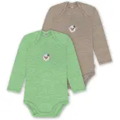 Normani Outdoor Sports 2er Pack Baby Merino Body Langarm Auckland in Grün/Beige | Gr.: 92