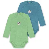 Normani Outdoor Sports 2er Pack Baby Merino Body Langarm Auckland in Grün/Blau | Gr.: 86