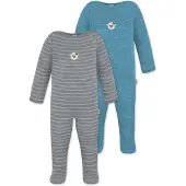 Normani Outdoor Sports 2x MERINO Babystrampler Levin in Grau/Blau | Gr.: 86