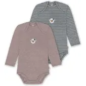 Normani Outdoor Sports 2er Pack Baby Merino Body Langarm Auckland in Rosa/Grau | Gr.: 80