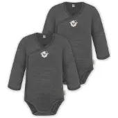 Normani Outdoor Sports 2er Pack Doppelpack Baby-Body Merino Wickelbody in Anthrazit | Gr.: 62