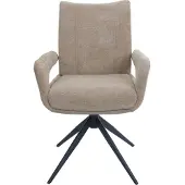 Mendler 6er-Set Esszimmerstuhl MCW-O78, Küchenstuhl, drehbar Auto-Return, Stoff/Textil Chenille (310g/m²) hellbraun