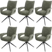 Mendler 6er-Set Esszimmerstuhl MCW-O78, Küchenstuhl, drehbar Auto-Return, Stoff/Textil Chenille (310g/m²) grün