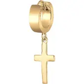 KUZZOI Ohrringe Creole Kreuz Scharnier Single 925 Silber Kuzzoi Gold