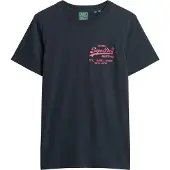 Superdry für Herren. M1011922A Fluor T-shirt mit Logo Vintage navy (M), Lässig, Baumwolle, Kurzarm, Marine