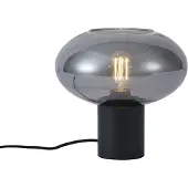 QAZQA Design-Tischleuchte Schwarz mit Rauchglas - Umbrella