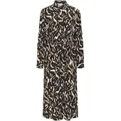 Kaffe Midikleid "Damen Kleid KAmille", Damen, Gr. 36, N-Gr, schwarz (schwarz, braun graphic animal), Obermaterial: 50% Viskose CV. 50% Viskose LENZING ECOVERO CV LenzEcov., Kleider Midikleid