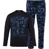 Men Plus Langer Schlafanzug in navy blau | Gr.: 5XL
