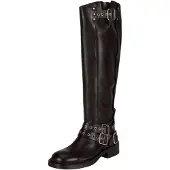 Felmini Leder Stiefel BRENDA T010 mit breitem Schaft, Schnallen und Reißverschluss