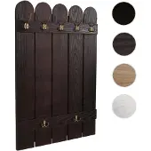 Mendler Wandgarderobe HWC-N95, Garderobe Garderobenpaneel, Paulownia 7 Haken 86x60cm ~ braun