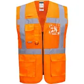Portwest Warnweste Madrid Exekutiv Mesh C496, orange, Erwachsenenweste, DIN EN 20471, Gr. L