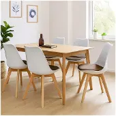 HTI Esszimmerstuhl Samt 4er Set Atlanta Weiß/Braun