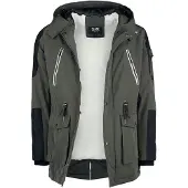 E.M.P. Merchandising Handelsgesellschaft Black Premium by EMP Herren olivfarbene Winterjacke mit Kunstfellkragen S