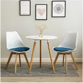 HTI Esszimmerstuhl Samt 2er Set Atlanta Weiß/Blau