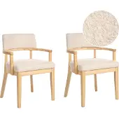 Beliani Esszimmerstuhl 2er Set Beige Bouclé Helle Holzbeine mit Armlehnen Klassisches Design Retro-Stil für Wohnzimmer Esstisch Stuhl mit Polstersitz