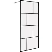 Beliani Duschwand Schwarz Sicherheitsglas u. Aluminium 195 cm Hoch 90 cm Breit mit Wandprofil ohne Tür Modern Klarglas Walk-In Dusche für Badezimmer