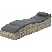 Juskys Sonnenliege Lamia klappbar - Polyrattan Gartenliege mit Auflage - Grau