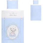 Lorelli Kinderbettwäsche 3-teilig, Decke 140 x 95 Kissen 43 x 35 Laken 150 x 100 blau Bär