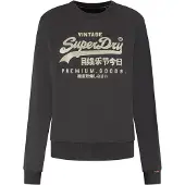 Superdry für Damen. W2012399A Sweatshirt Verschönertes Vintage Logo schwarz (S), Lässig, Baumwolle
