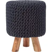 Homescapes STRICK-HOCKER schwarz, Dreibein 32/32/42 cm