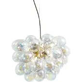 QAZQA - Art Deco Art-Deco-Hängelampe I Pendellampe I Pendelleuchte Gold I Messing mit Regenbogen-Glas 50cm 8-flammig - Uvas I Wohnzimmer I Schlafzimmer - Stahl Kugel I Kugelförmig - LED geeignet G9