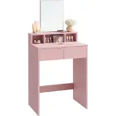 Vasagle Schminktisch mit Spiegel und 2 Schubladen pastellrosa RDT103R01