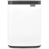 Brabantia Bo Waste Bin, 4 l, Rechteckig, Stahl, Schwarz, Weiß, Stahl, Manuell