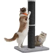Songmics Kratzsäule 85 cm mit Springschwanz und integriertem Katzenbell, Tintenschwarz, für mittelgroße und große Katzen