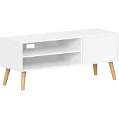 Vasagle TV-Schrank mit 1 Tür 40 x 120 x 49 cm weiß TV-Schrank für TV-Geräte bis 55 Zoll in weißem Industriedesign