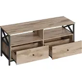 Vasagle TV-Schrank 120 cm lang mit 2 Schubladen und 2 offenen Fächern LTV300B50