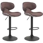 CLP 2er Set Barhocker Las Vegas V2 Stoff mit Fußstütze braun Gestell Farbe schwarz