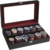 Hobby Hall Uhrenbox mit Glasdeckel und herausnehmbaren Uhrenkissen JWB120R01