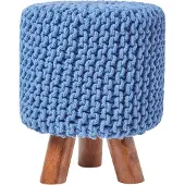 Homescapes STRICK-HOCKER blau, Dreibein 32/32/42 cm