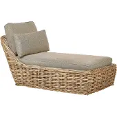 Beliani Gartenliege Natur aus Rattan mit Auflage Taupe Kissen Geflecht Boho Modern Sonnenliege Gartenmöbel für Garten Terrasse Outdoor