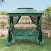 The Living Store Gartenpavillon mit Hollywoodschaukel Grün Stoff & Stahl