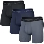 Saxx Unterwäsche-Set QUEST QUICK-DRY MESH BOXER BRIEF FLY, 3er-Pack, schwarz/turbulence/maritime Größe: M