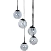Beliani Hängeleuchte Schwarz und Grau Rauchglas 5 Schirme Kugelform mit Langen Kabeln 5-Flammig Modern Gamourös für Esstisch Wohnzimmer Flur Wohnküche