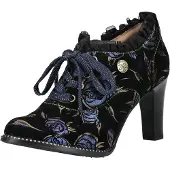 LAURA VITA Damen Schnürpumps Hochfront Rüschen und Blumenmuster Alcbaneo 14, Größe:37 EU, Farbe:Blau