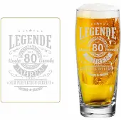 Luxentu Bierglas "Willi Becher Bierglas mit Gravur Legende seit 80 Jahren 0,5 l transparent"