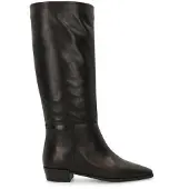 Manfield Schwarze Lederstiefel | Größe 38
