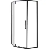 Beliani Duschkabine Schwarz Sicherheitsglas u. Aluminiumprofile 90x90 cm Fünfeck 190 cm Hoch mit 1 Pendeltür Klarglas Modern Duschabtrennung