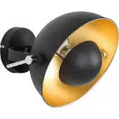 Beliani Wandleuchte Schwarz und Gold Metall verstallbarer Schirm Glockenförmig Industrie Look