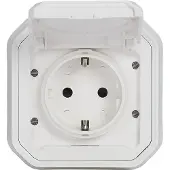 Legrand PLEXO New Aufsatz für Feuchtraum-Steckdose, inklusive Klappdeckel, Berührungsschutz, Installation mit Schraubklemmen, 16A, IP44 IK07 Weiß, 069869L