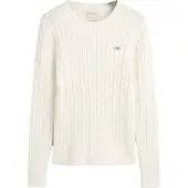 Gant Strickpullover "STRETCH COTTON CABLE C-NECK" mit Logostickerei auf der Brust