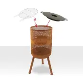 Bonfeu Bonves Ø 45cm Rost - Feuerkorb für den Garten - Feuertonne & Feuerstelle - Feuerschale Feuerkorb aus Stahl - Mit Grillrost & Schürhaken zum Kochen - Feuerkorb mit Grillrost Hochwertig