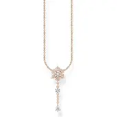 Thomas Sabo Halskette Schneeflocke mit Weissen Steinen Roségold