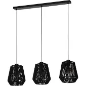 Eglo PERSLEY Hängeleuchte Hängelampe Pendellampe Pendelleuchte - L92 x B22 x H110 cm - schwarz - 3X60W exkl. - IP20