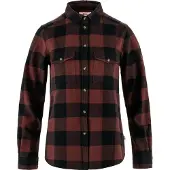 Fjällräven Hemd Övik Schwer Flannel Shirt Damen Dark Navy Maroon-S