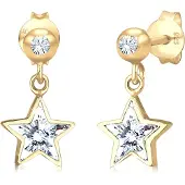 Elli Paar Ohrstecker "Kinder Stern 925 Silber vergoldet, mit Kristallen von Swarovski"