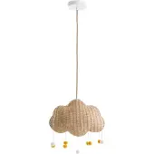 Beliani Pendelleuchte aus naturfarbenem Rattan mit handgeflochtenem wolkenförmigem Lampenschirm im Boho-Stil